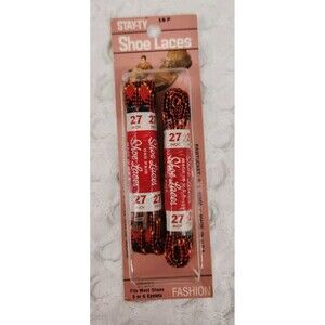Vintage Stay-Ty Sport Shoe Laces  USA NOS 27 Inch Red Plaid Argyle 2 Pair